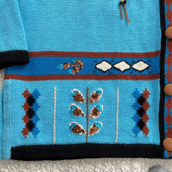Native American Themed Vintage Dead Stock Cardigan new with Tags Women Size S - Picture 5 of 9